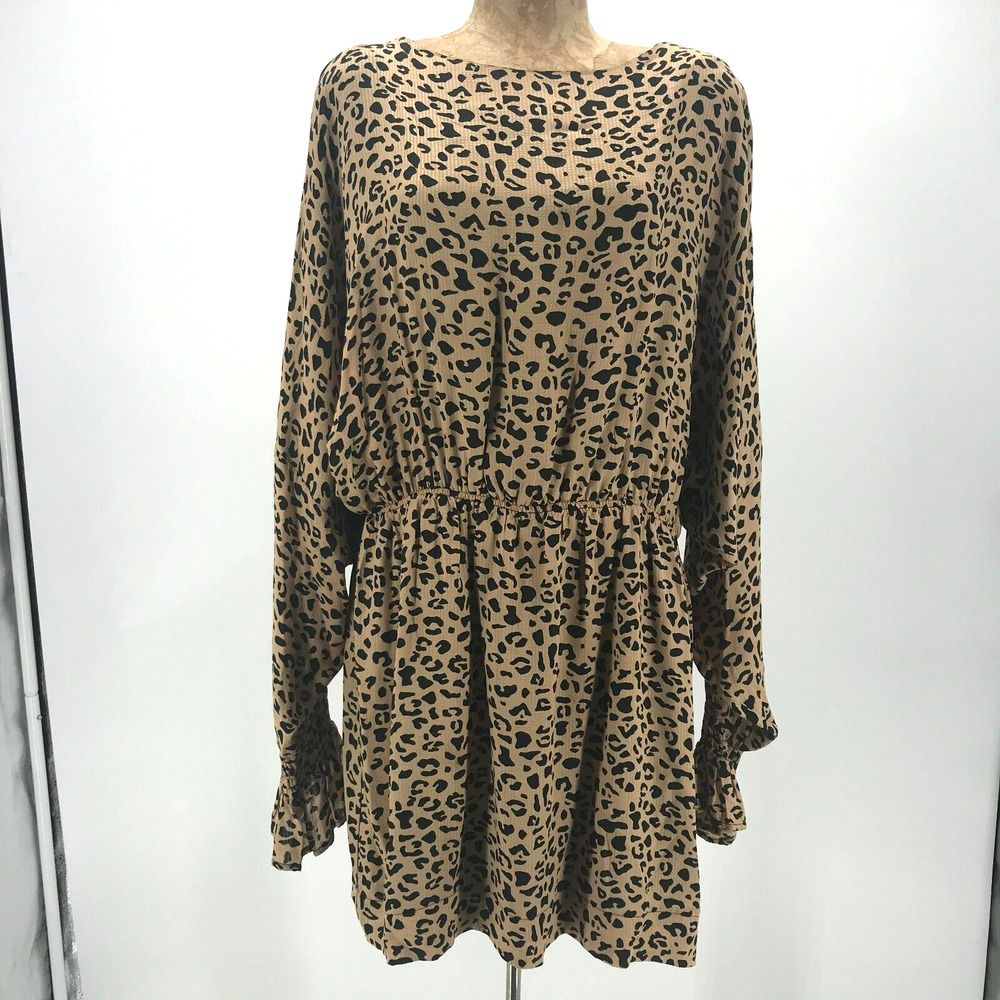 Baum und Pferdgarten Aemily Crepe Mini Dress Womens 44 14 XL Leopard Backless